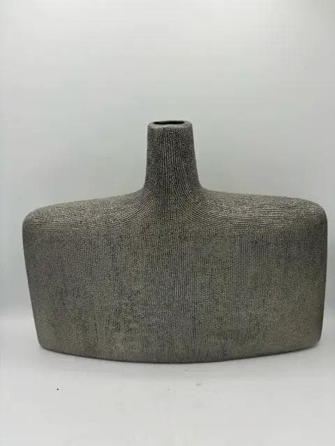 Textured Wide Metallic Bottle Neck Vase
