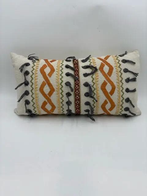 Tan And Gold Textured Lumbar Pillow