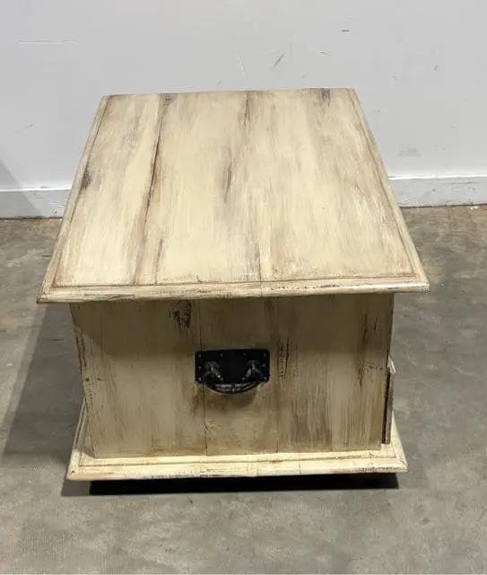 Beige Distressed 8-Drawer 2-Sided Coffee Table - Thumbnail 4