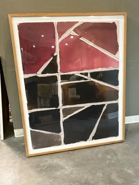 Abstract In Red, Black, And Grey Framed Wall Art