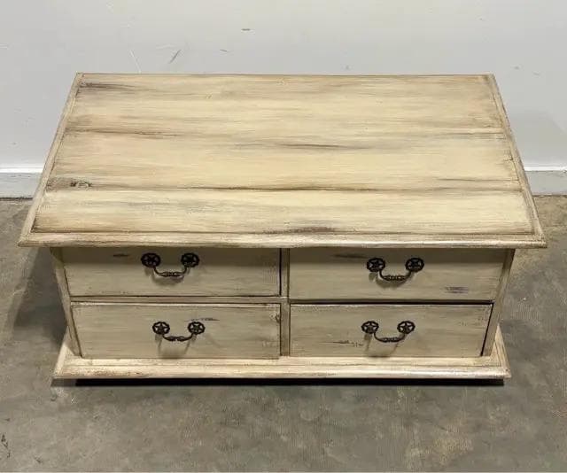 Beige Distressed 8-Drawer 2-Sided Coffee Table - Thumbnail 2