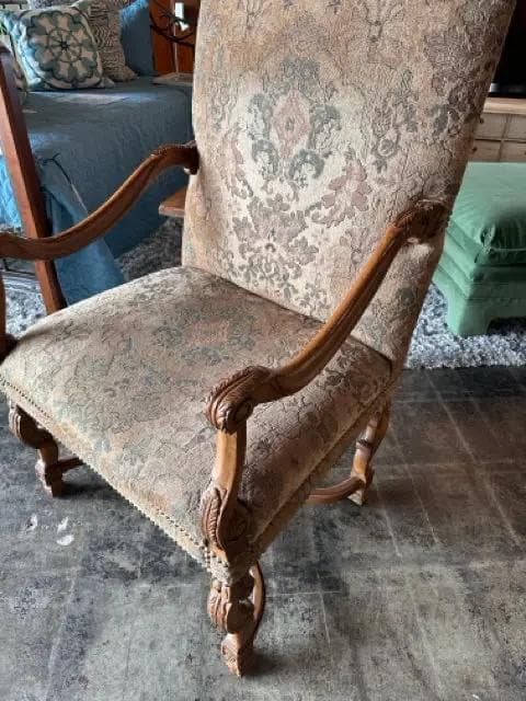 Sherril Tan And Green Tapestry Arm Chair - Thumbnail 2