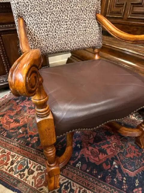 Leather And Animal Print Armchair - Thumbnail 2