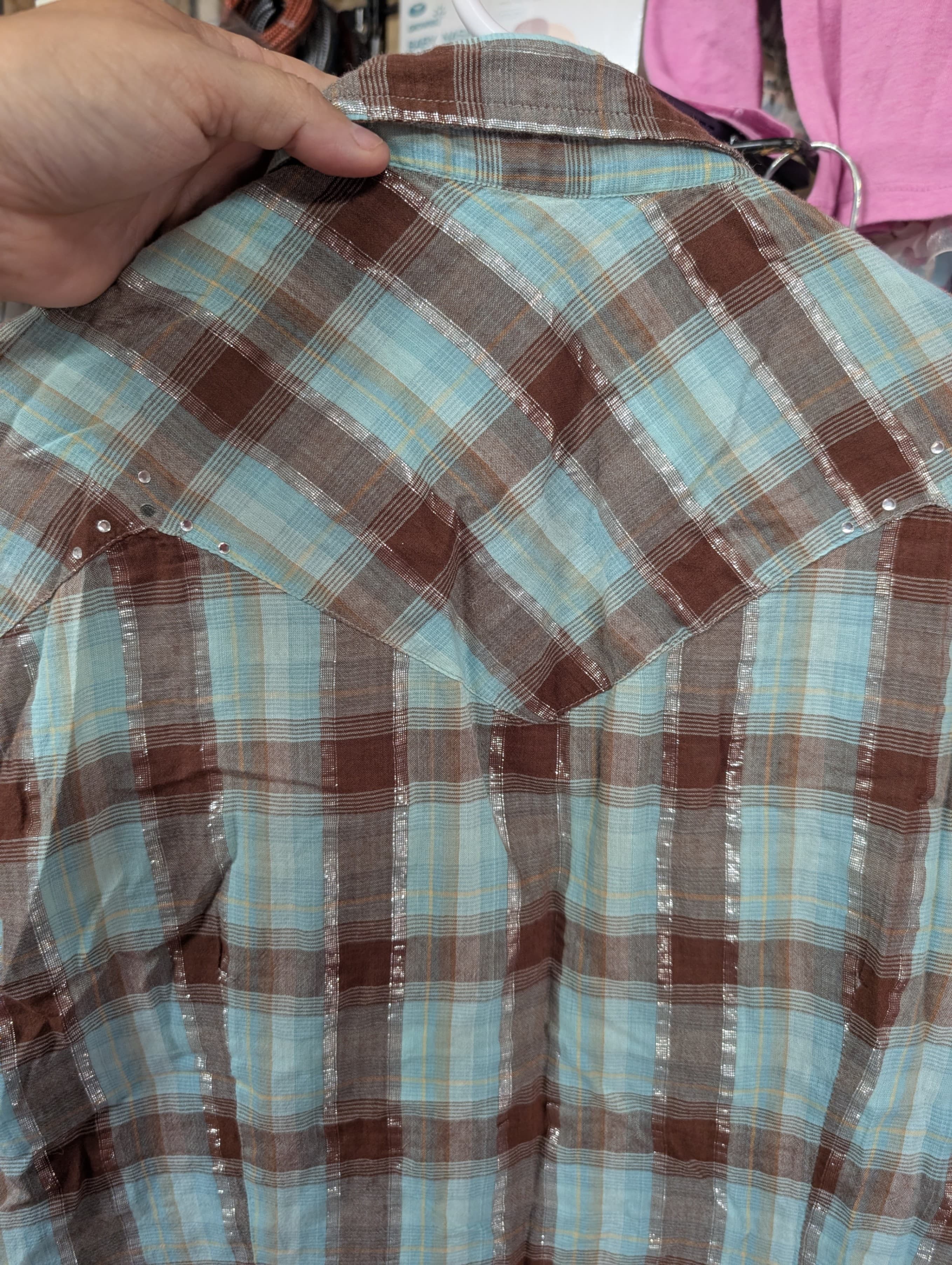Panhandle Women's Plaid Western Shirt with Embroidery - Thumbnail 4