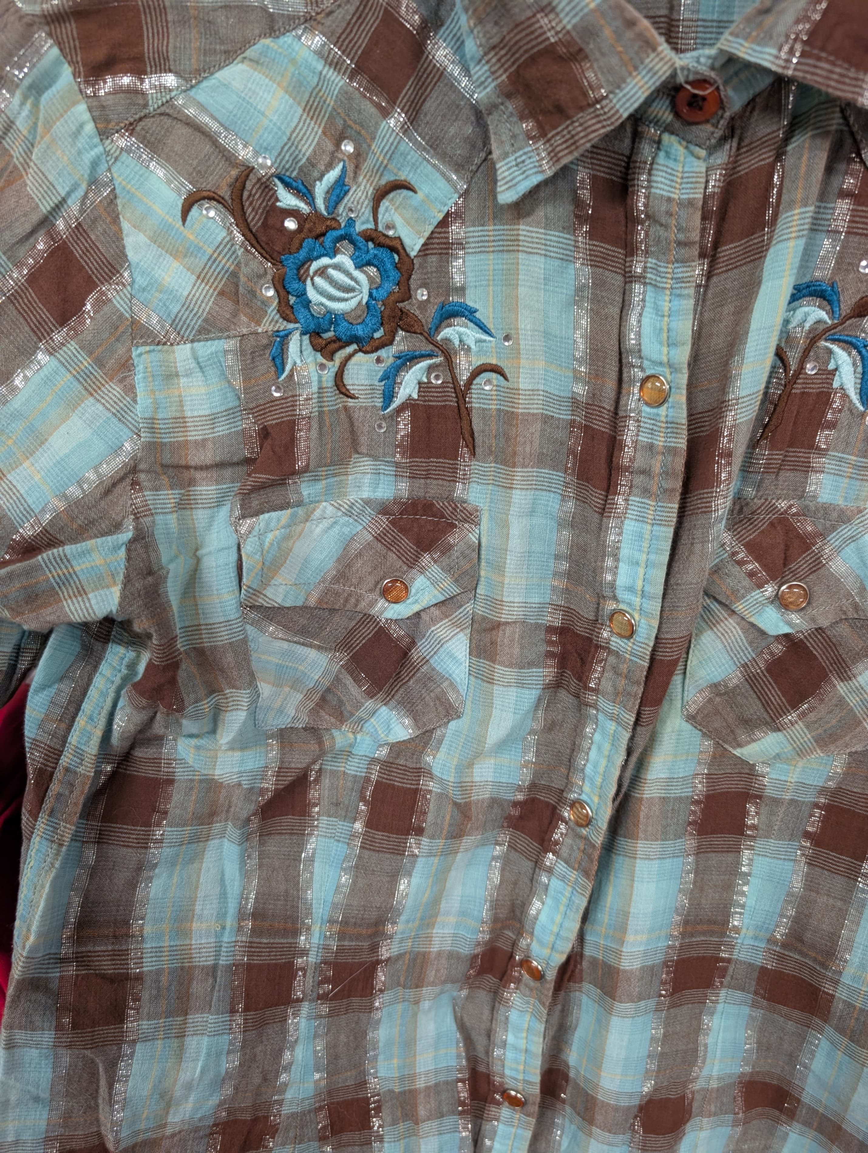 Panhandle Women's Plaid Western Shirt with Embroidery - Thumbnail 3