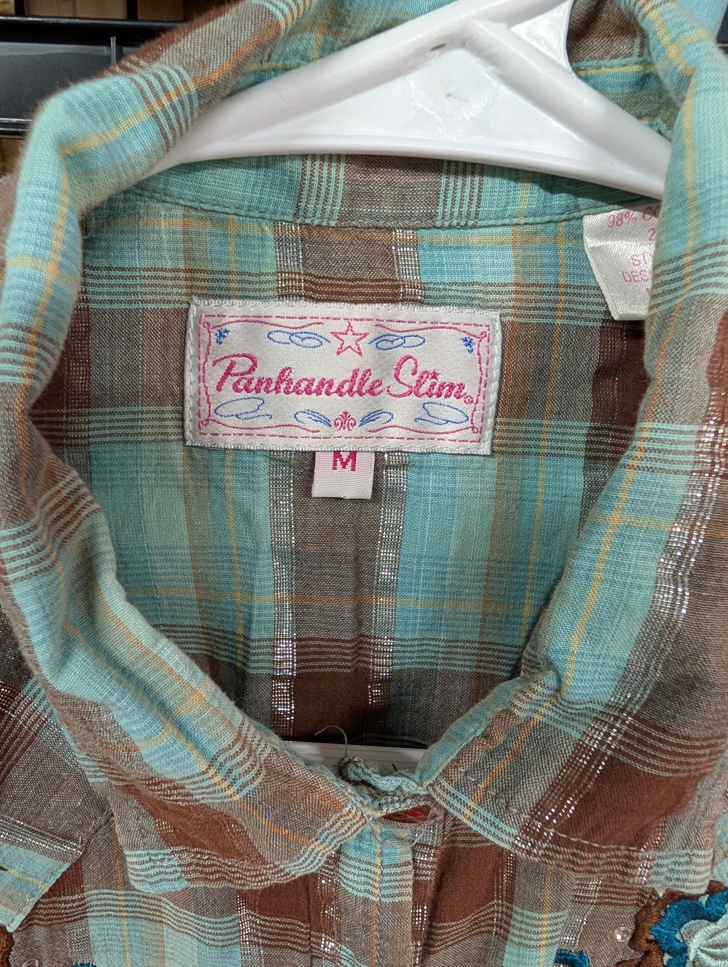 Panhandle Women's Plaid Western Shirt with Embroidery - Thumbnail 5