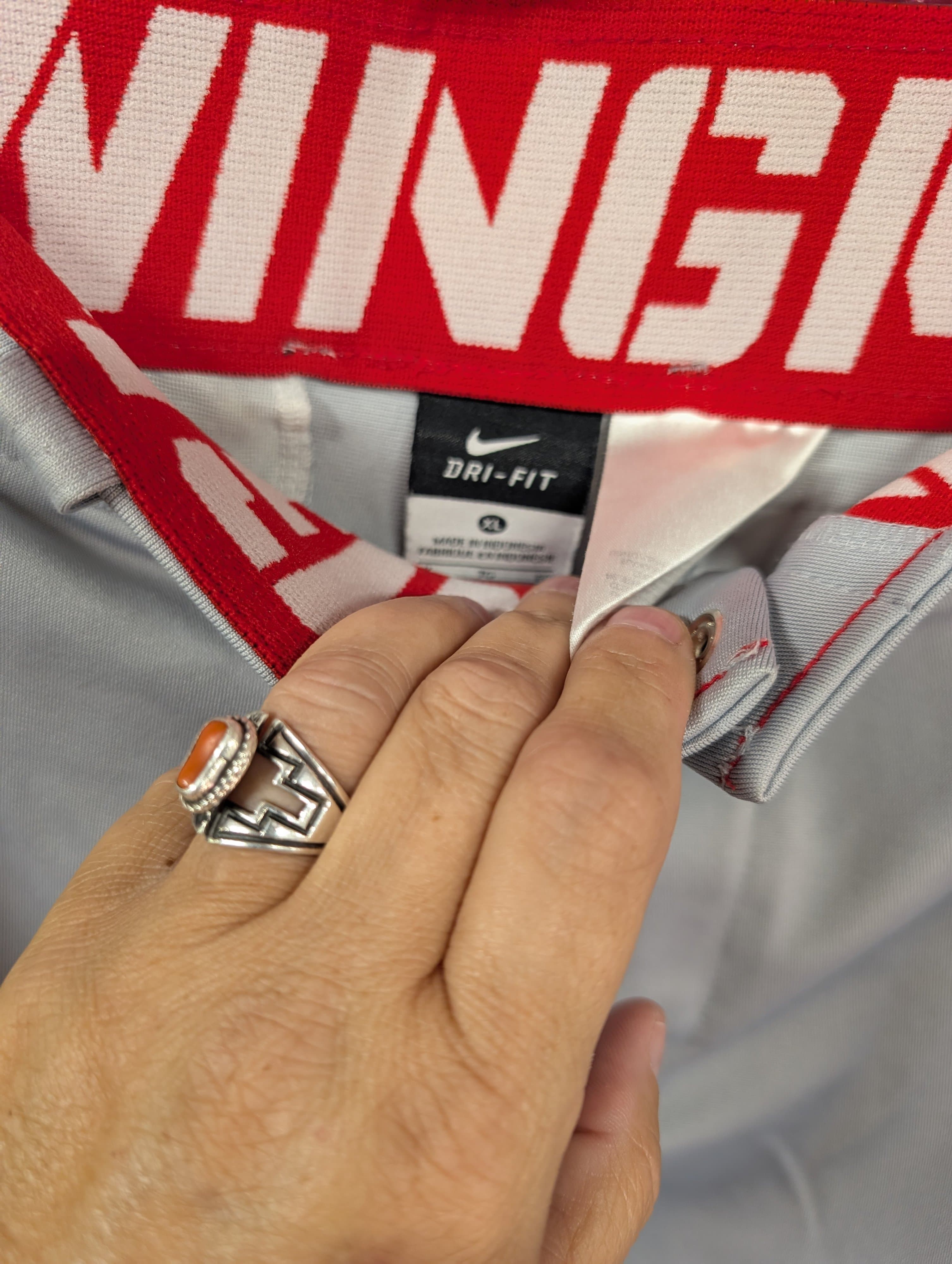 Nike Dri-FIT Baseball Pants Gray Red Stripe - Thumbnail 3