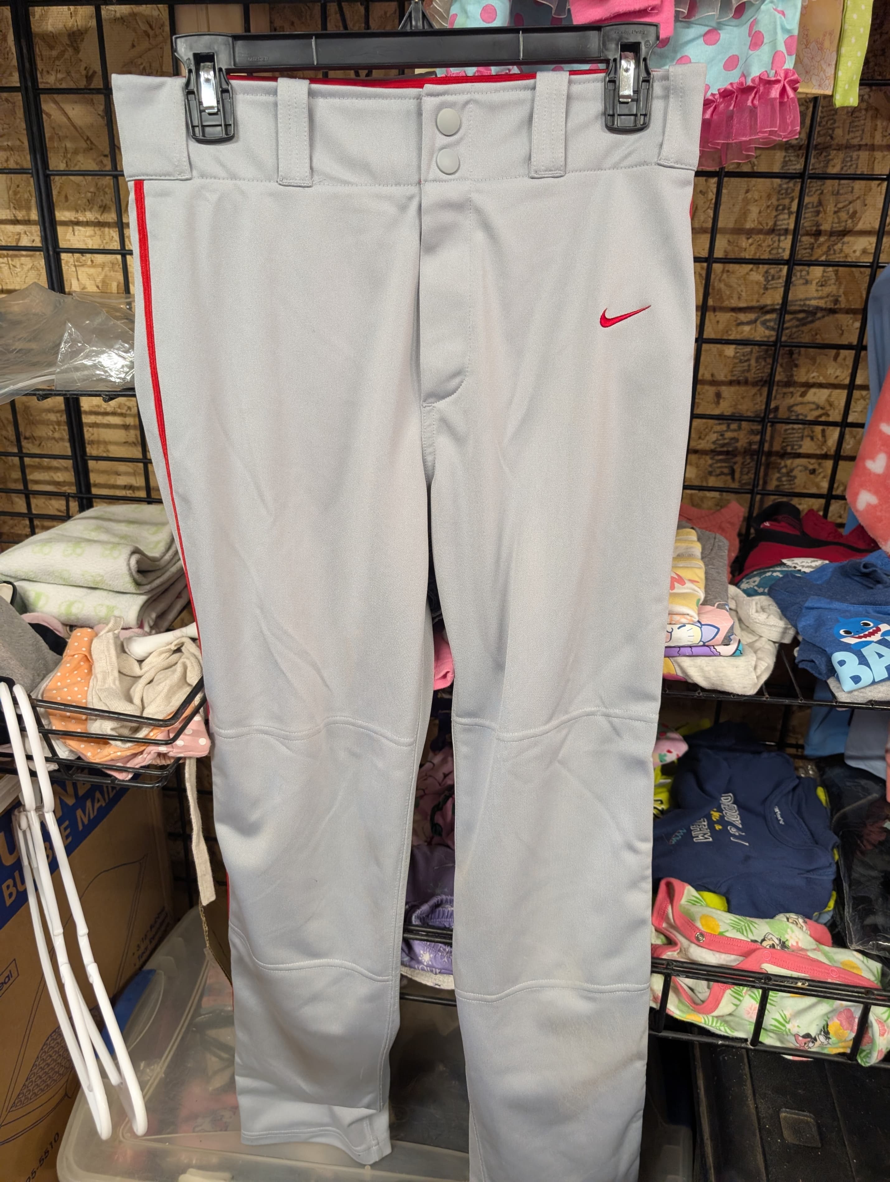 Nike Dri-FIT Baseball Pants Gray Red Stripe