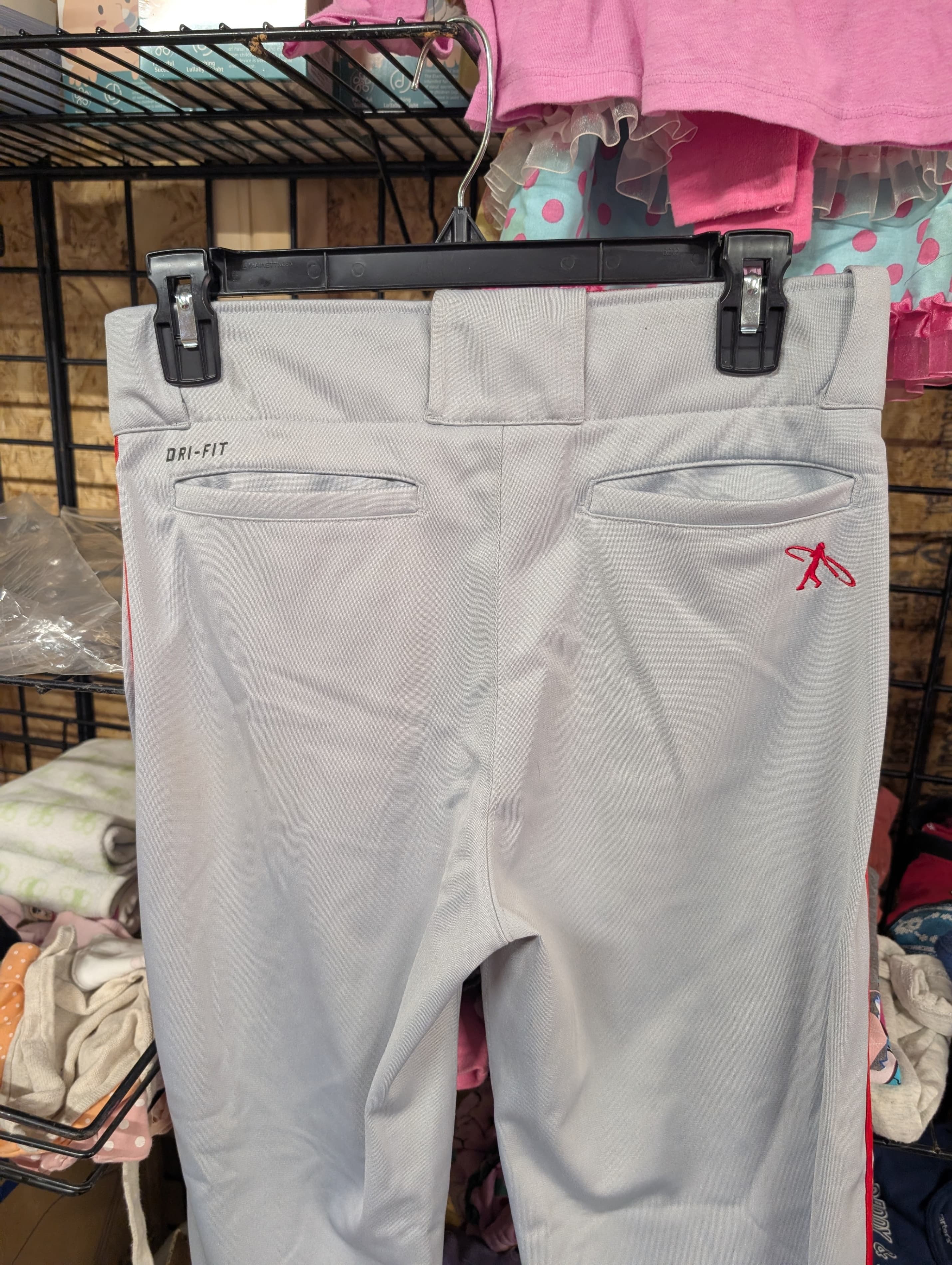 Nike Dri-FIT Baseball Pants Gray Red Stripe - Thumbnail 2