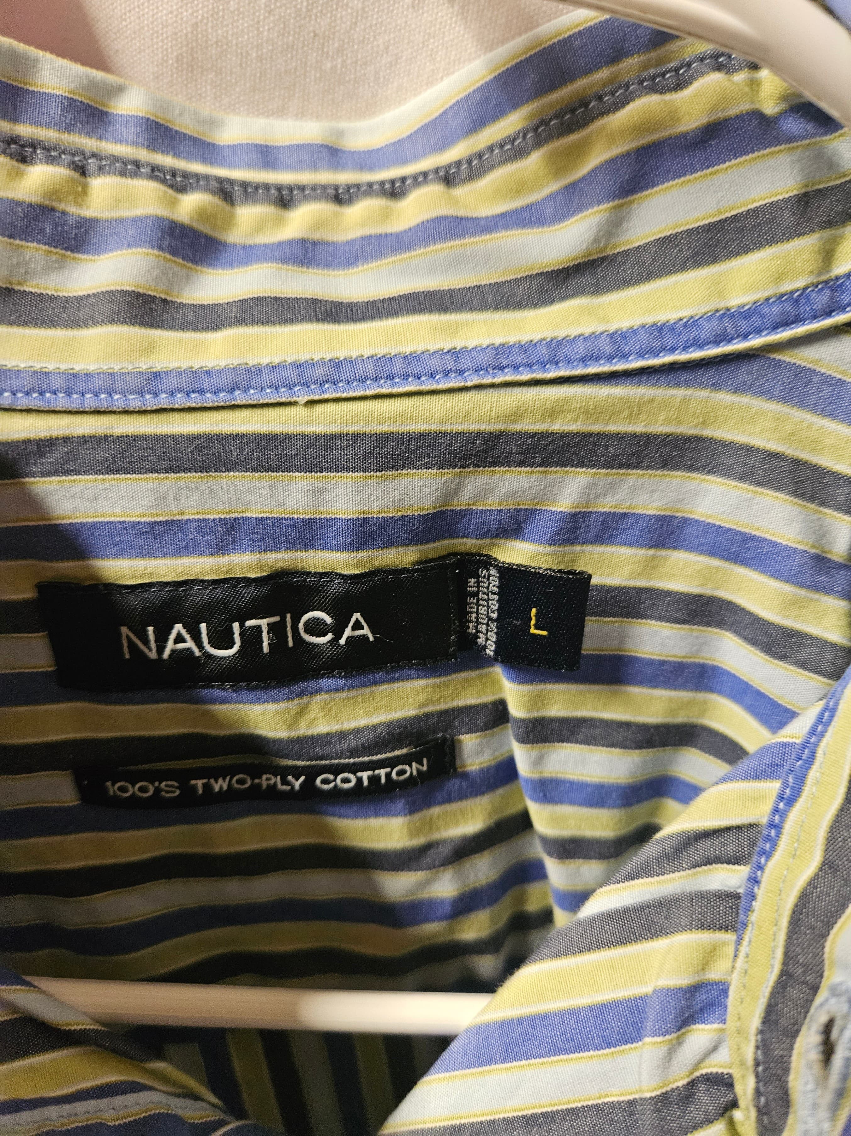 Nautica Men's Striped Cotton Shirt Size L - Thumbnail 2