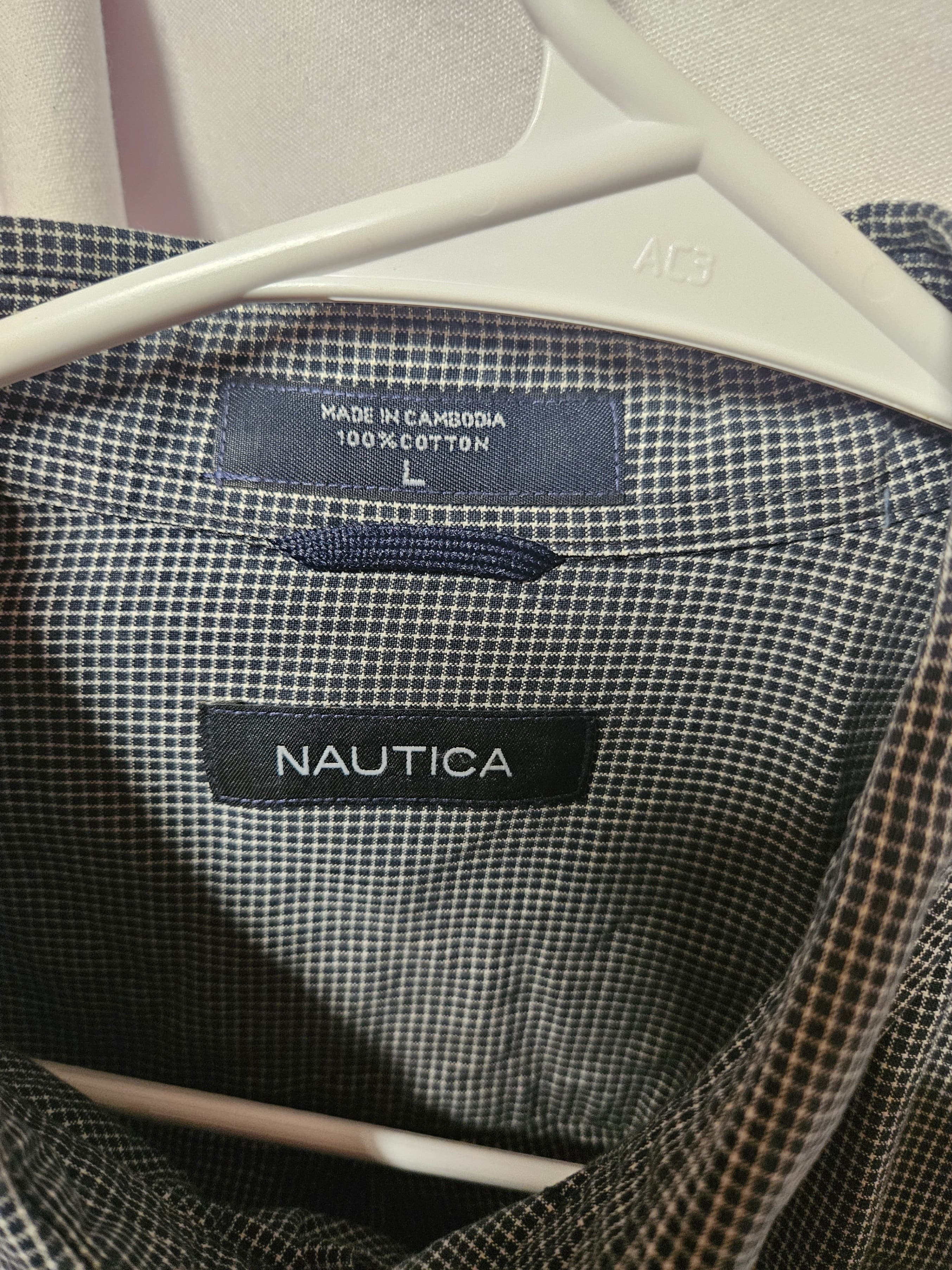 Nautica Men's Checkered Shirt Large 100% Cotton - Thumbnail 2