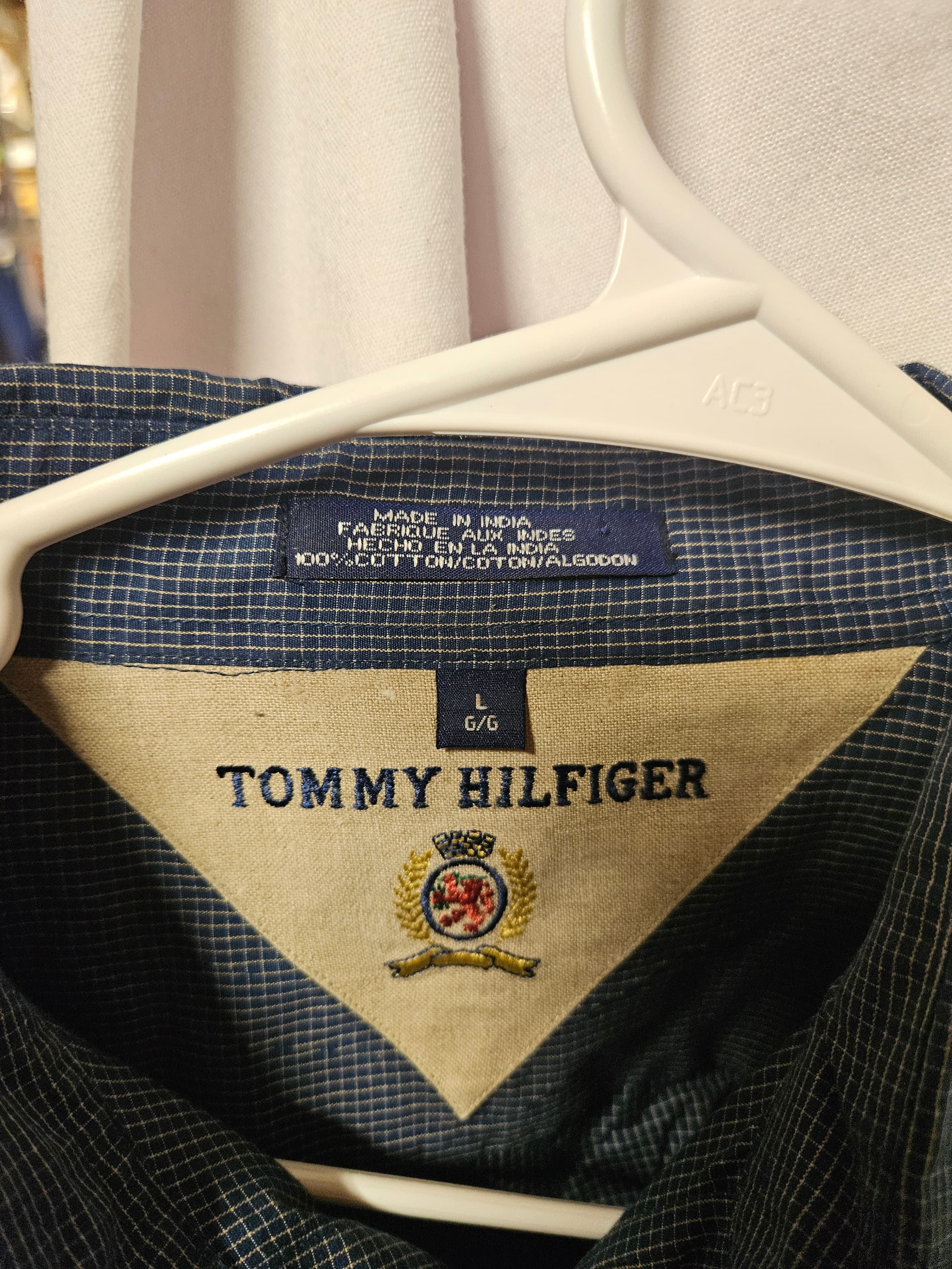 Tommy Hilfiger Men's Checkered Dress Shirt Size L - Thumbnail 2