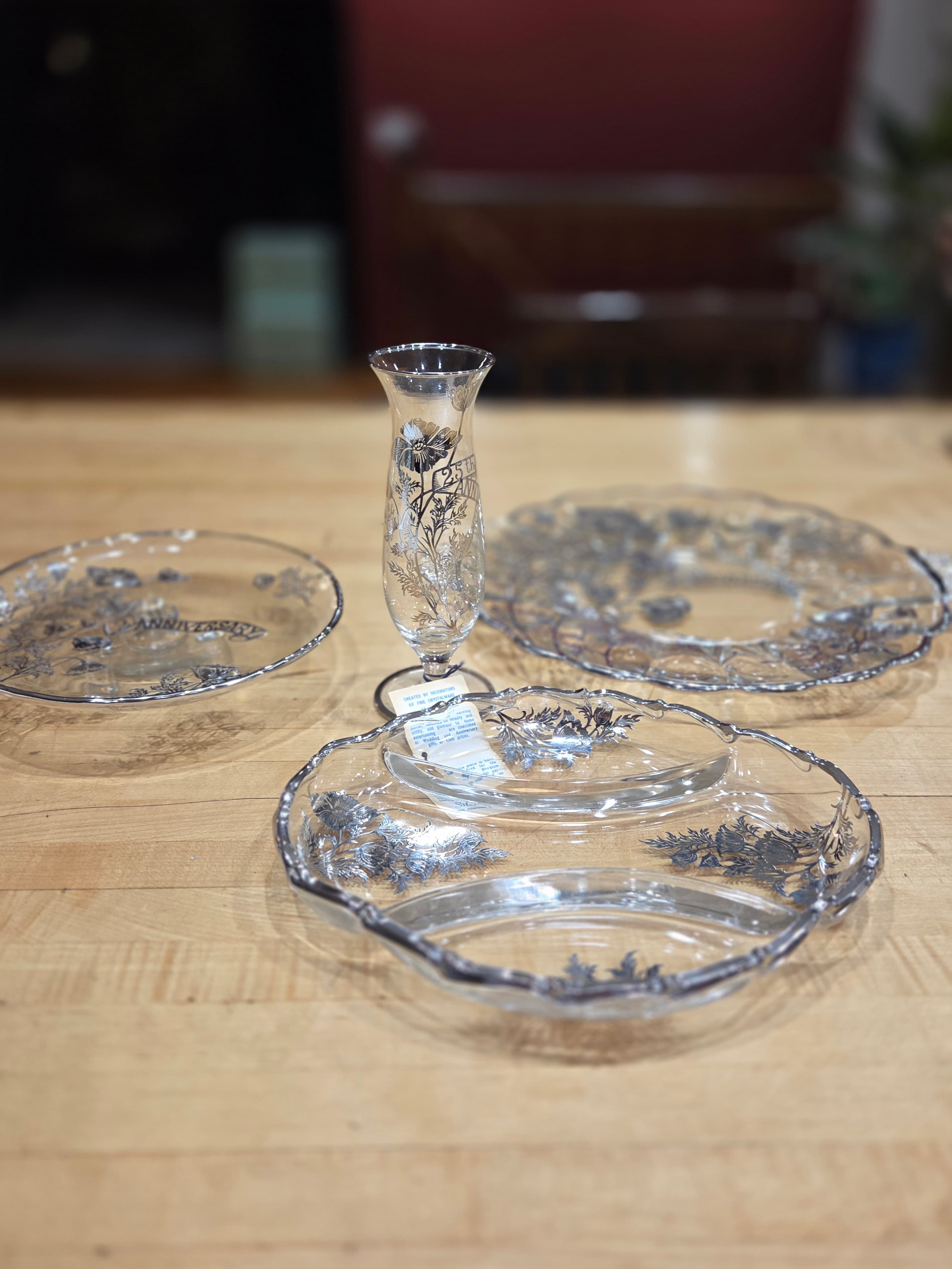 Vintage Silver City Flanders Poppy 25th Anniversary Silver Overlay Set of 4