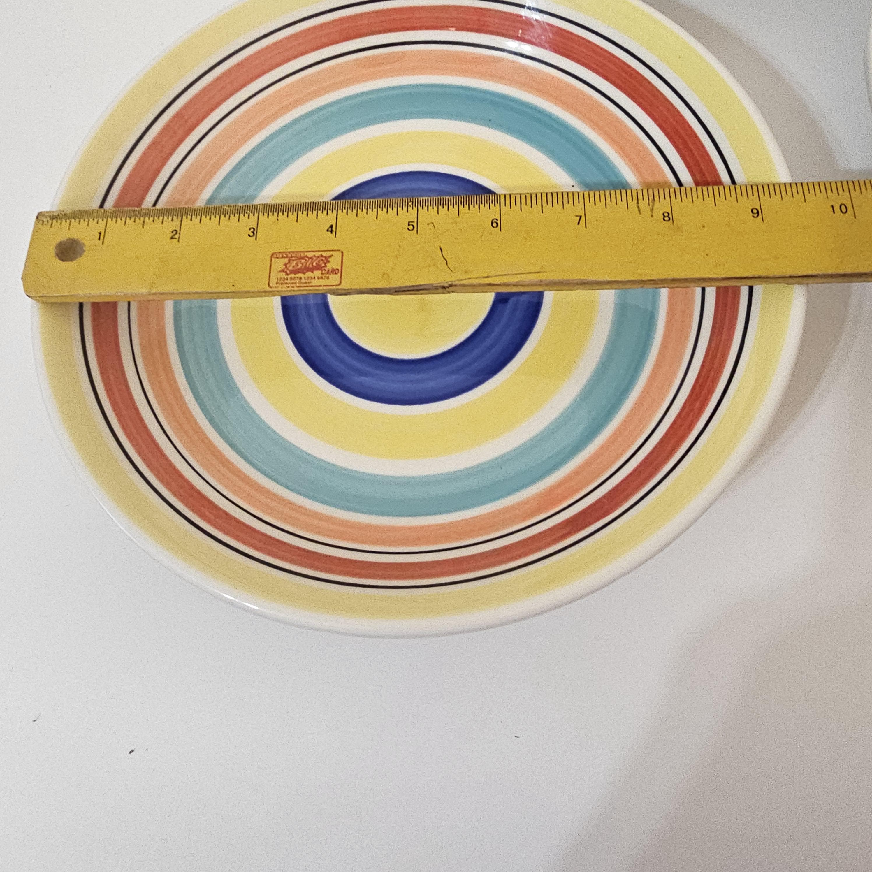 Tre Ci Italy Set of 3 Hand Painted Rainbow Stripe Soup Pasta Bowl - Thumbnail 6