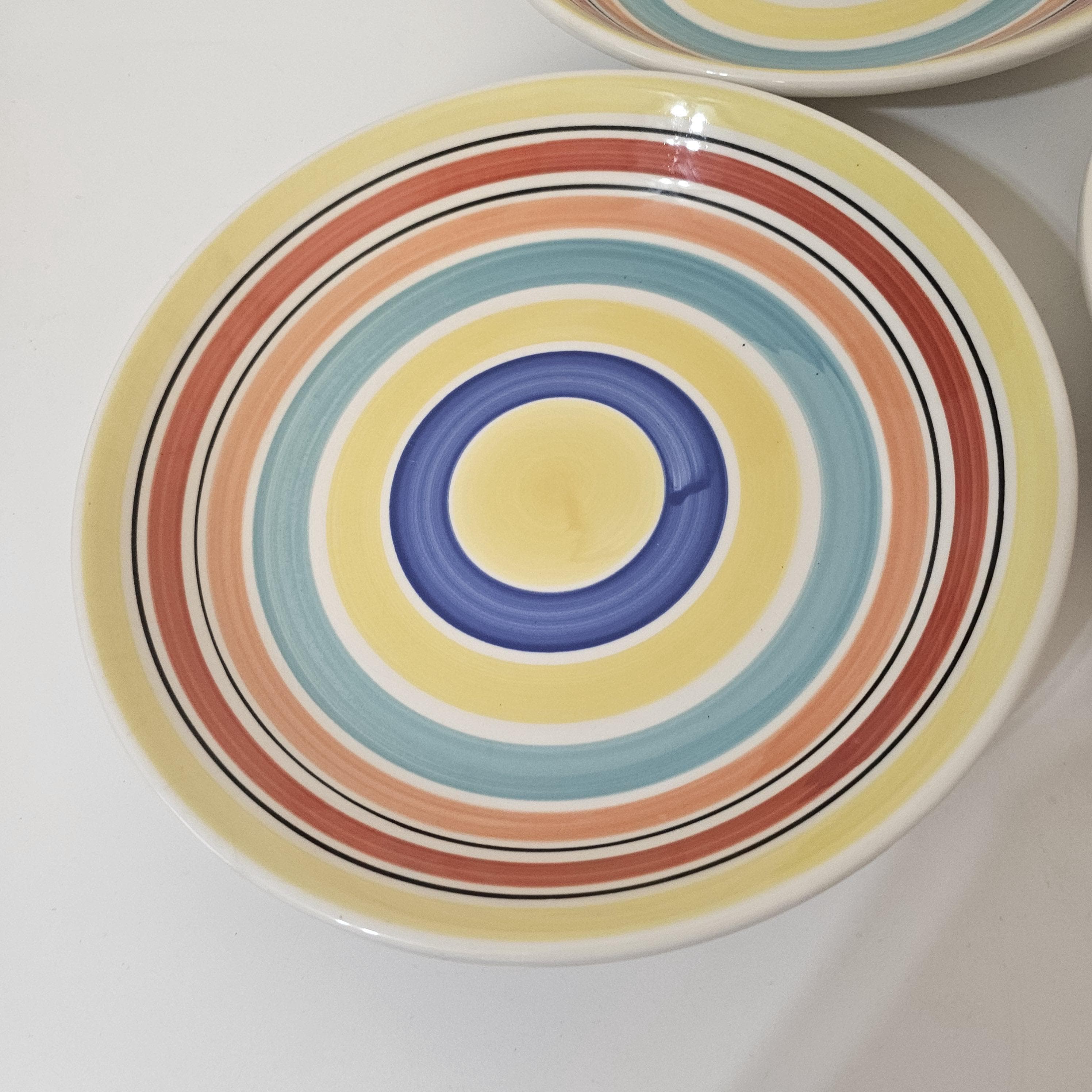 Tre Ci Italy Set of 3 Hand Painted Rainbow Stripe Soup Pasta Bowl - Thumbnail 5