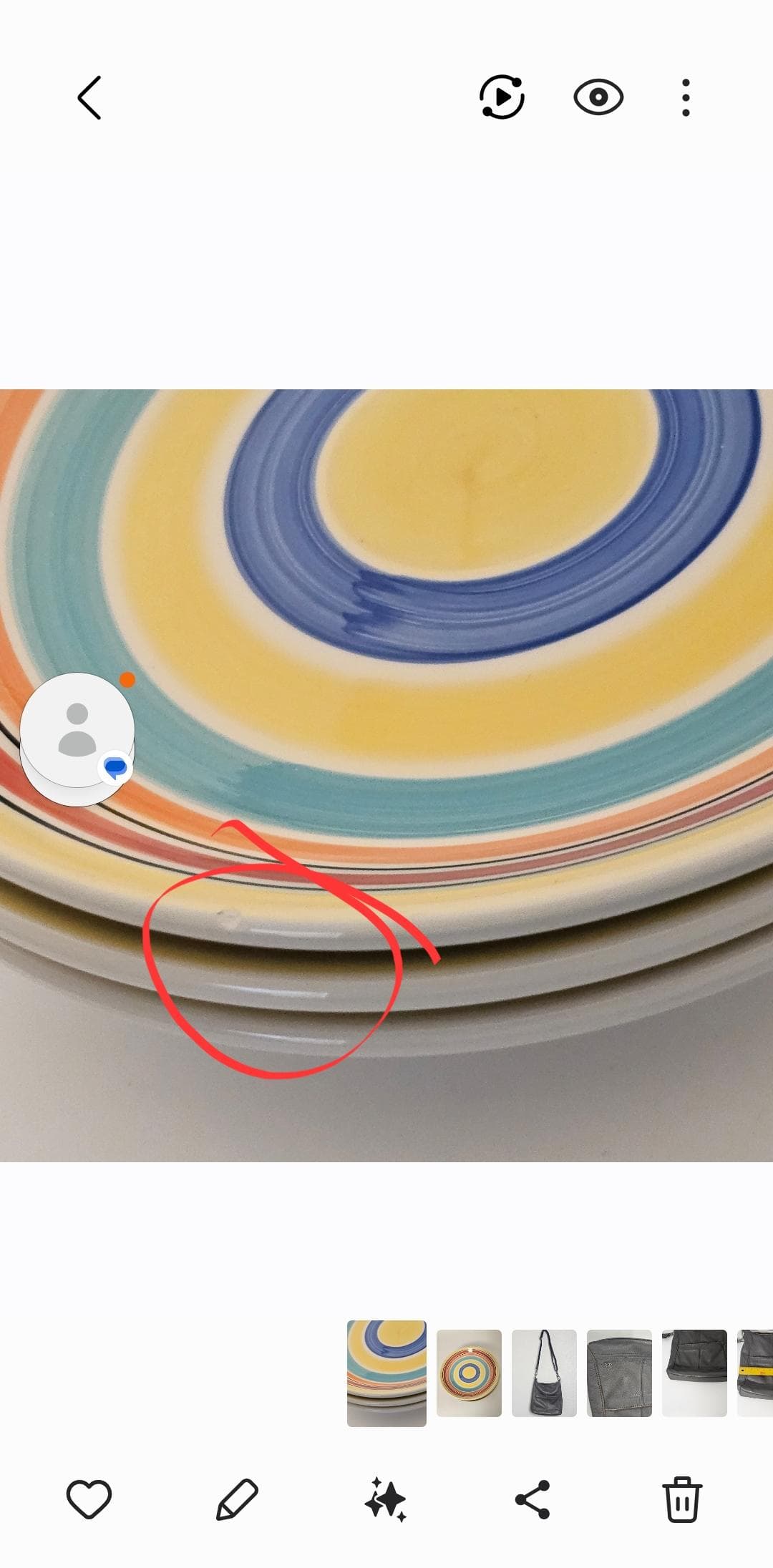 Tre Ci Italy Set of 3 Hand Painted Rainbow Stripe Soup Pasta Bowl - Thumbnail 7
