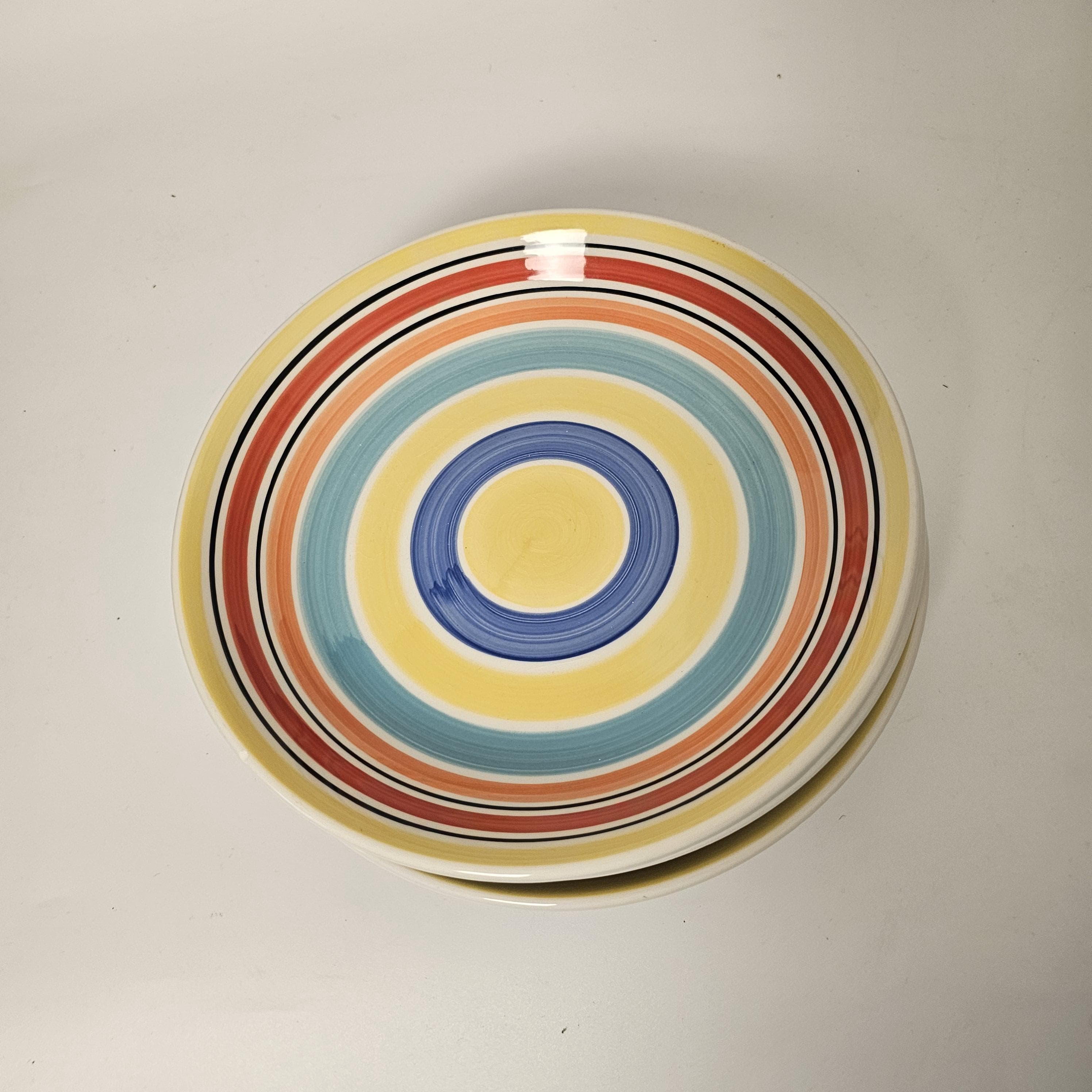 Tre Ci Italy Set of 3 Hand Painted Rainbow Stripe Soup Pasta Bowl - Thumbnail 9