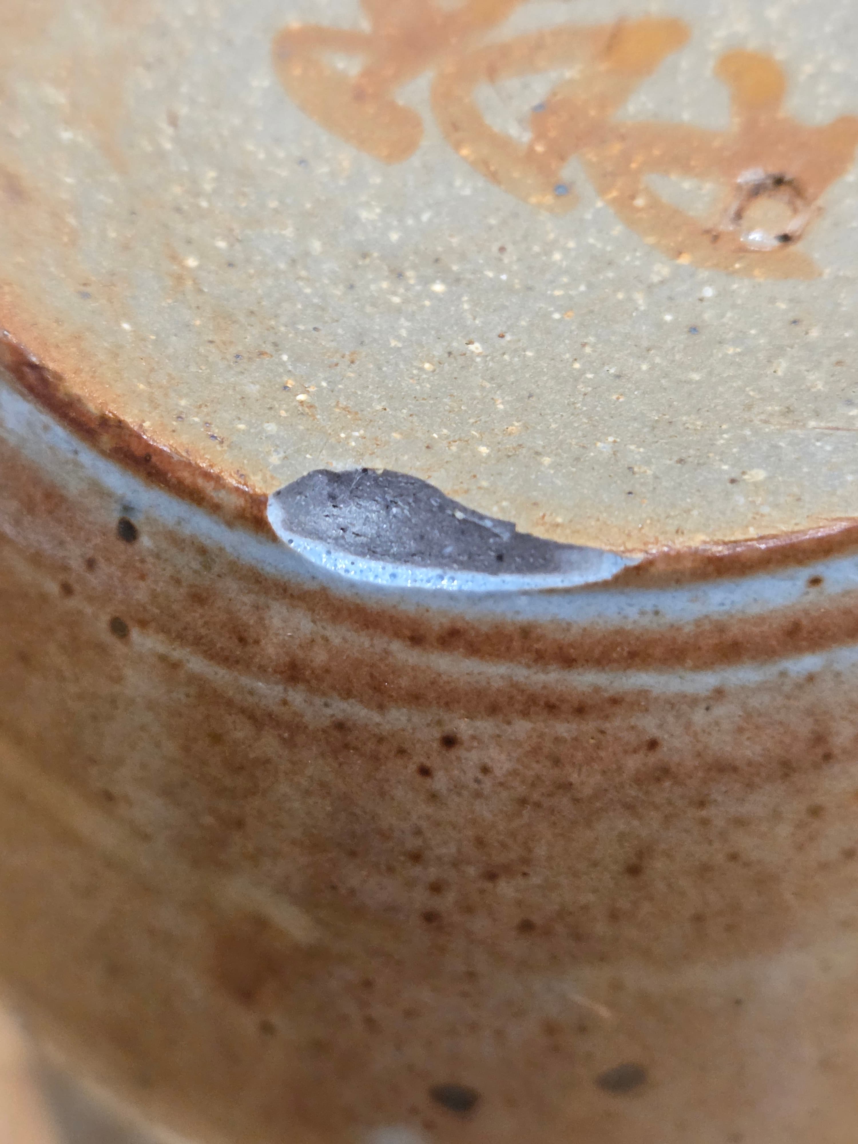 Vintage RDB Signed Speckled Stoneware Studio Pottery Vase Mug - Thumbnail 4