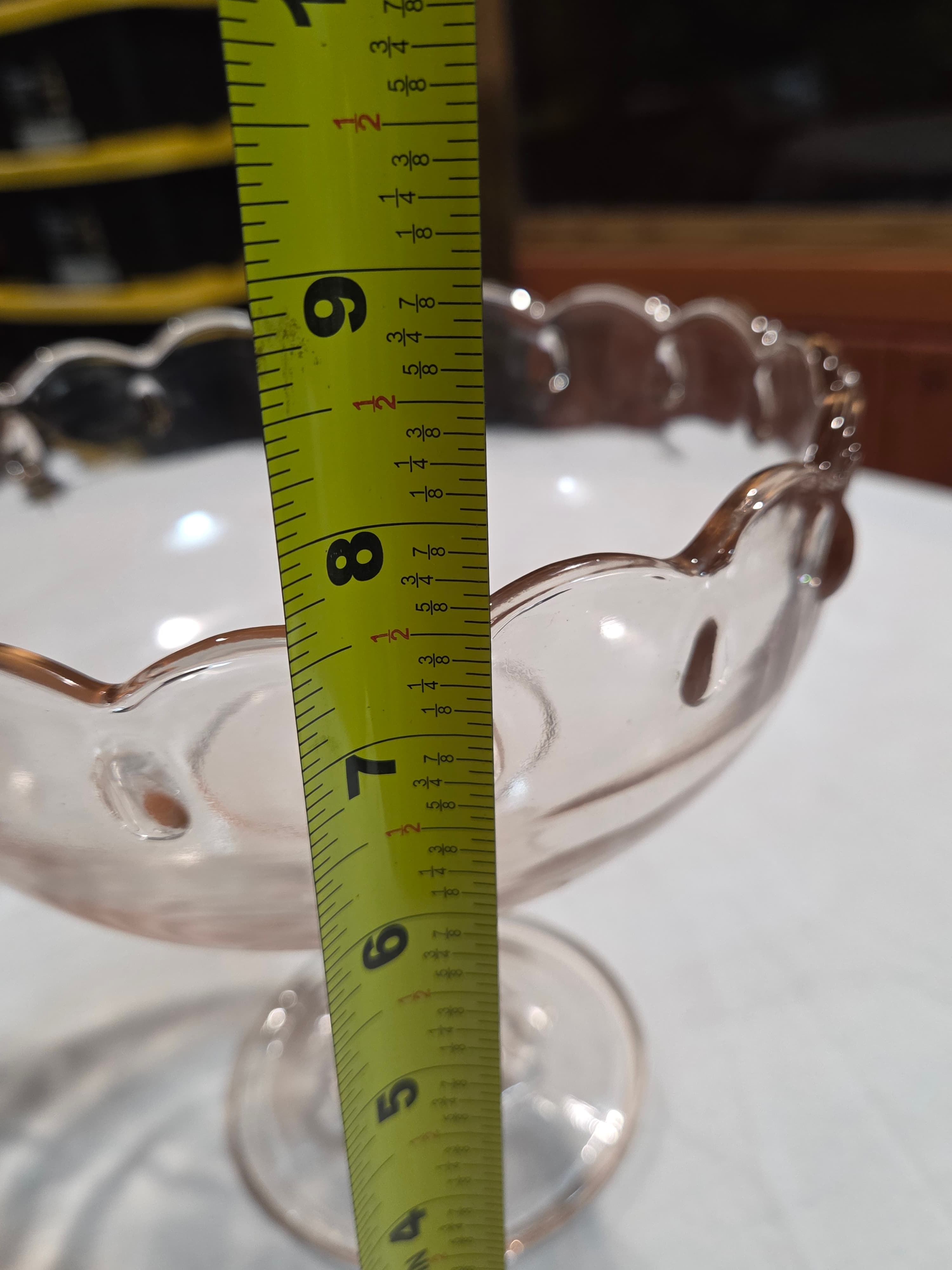 Vintage Indiana Glass Teardrop Pink Satin Pedestal Compote Bowl Pair - Thumbnail 3