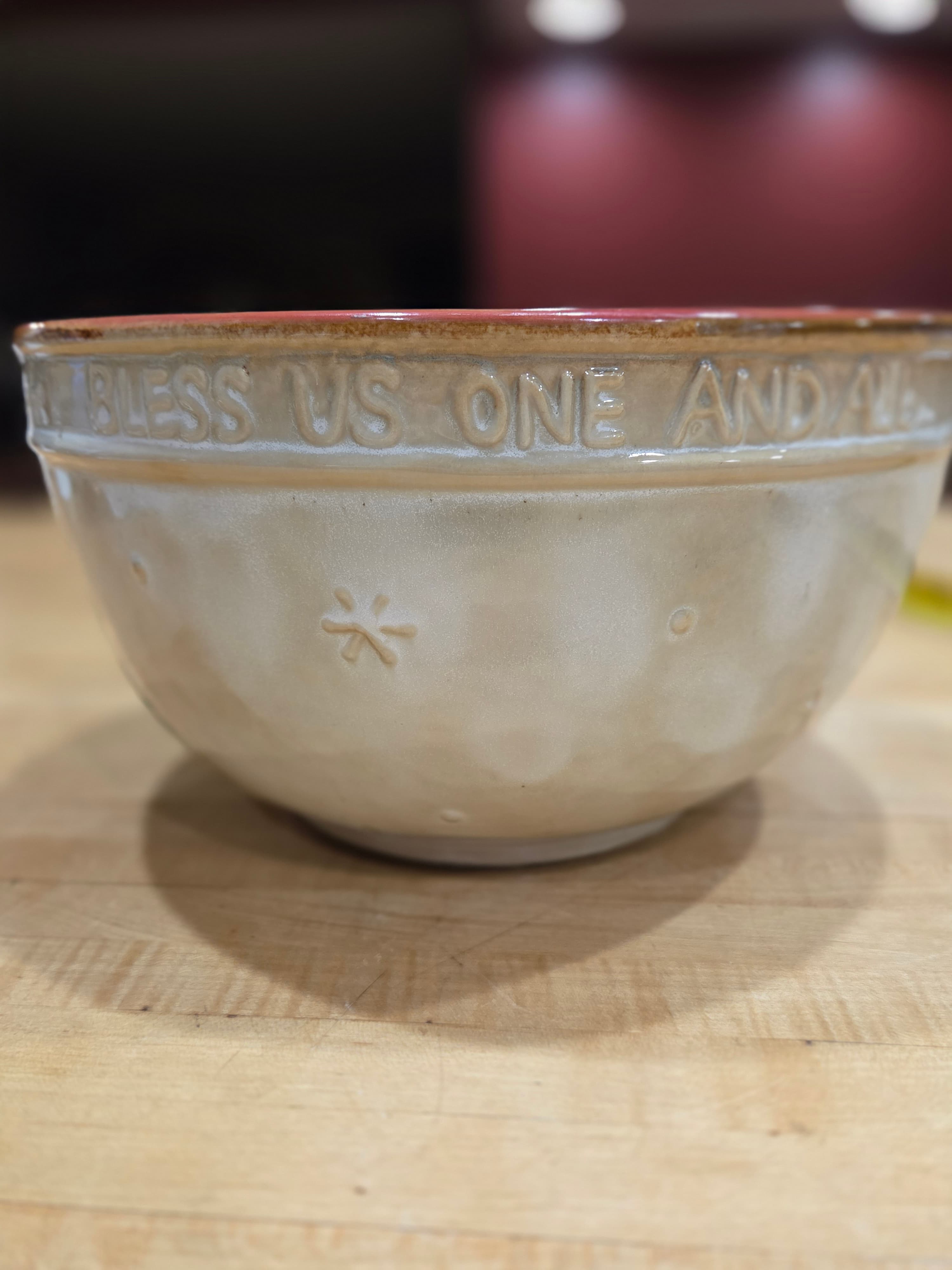 Vintage Gift Magic Bless Us One And All Snowman Forest Friends Mixing Bowl - Thumbnail 2