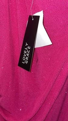 Lovely Grace Women's Pink Sparkle Maxi Dress Size Medium NWT One Strap Form Fit - Thumbnail 5
