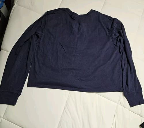 Disney Mickey and Friends XL Women's Blue Long Sleeve Crop T-Shirt - Thumbnail 2