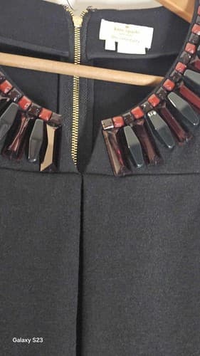 Kate Spade New York Blouse Women's Size 4 Black Short Sleeve Jewels On Collar - Thumbnail 5