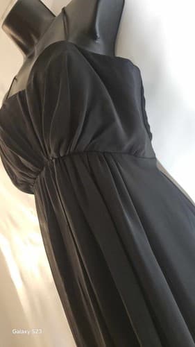 Fiesta Women's Black Formal Dress Medium Strapless Elastic Waste Layers Flare - Thumbnail 9