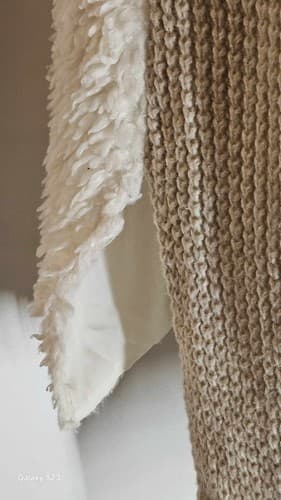 89th & Madison Cardigan Sweater Vest XL Faux Fur Long Beige Knit Vest - Thumbnail 8
