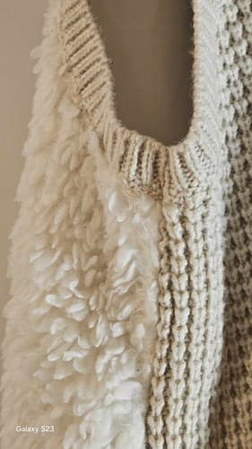89th & Madison Cardigan Sweater Vest XL Faux Fur Long Beige Knit Vest - Thumbnail 9