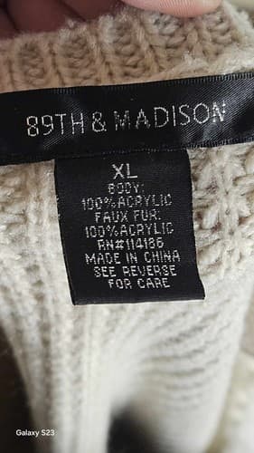 89th & Madison Cardigan Sweater Vest XL Faux Fur Long Beige Knit Vest - Thumbnail 10
