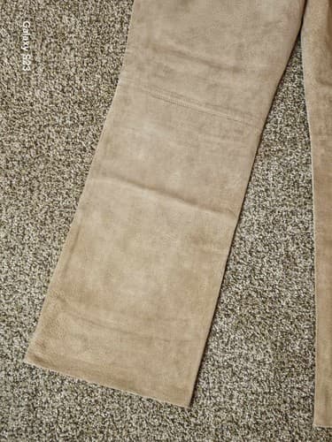 New Frontier Pants Womens 14 Tan Suede Raw Hem Western Straight Leg Slacks - Thumbnail 6