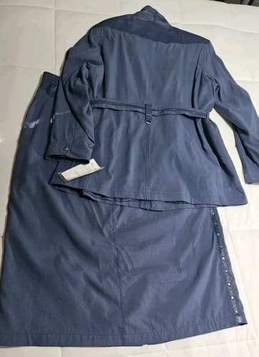PAMELA McCOY Collections Leather 2 Piece Nwt Women's Skirt Suit 1x Dress Blue - Thumbnail 2