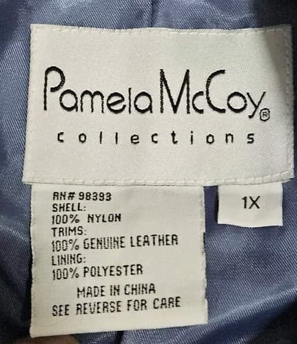 PAMELA McCOY Collections Leather 2 Piece Nwt Women's Skirt Suit 1x Dress Blue - Thumbnail 15
