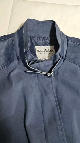 PAMELA McCOY Collections Leather 2 Piece Nwt Women's Skirt Suit 1x Dress Blue - Thumbnail 5