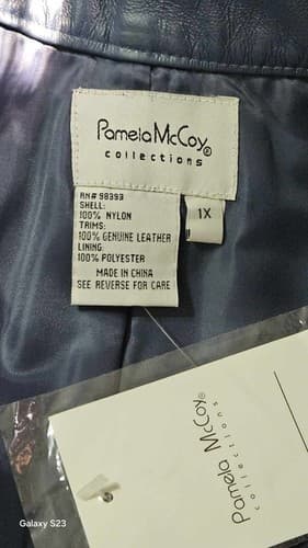 PAMELA McCOY Collections Leather 2 Piece Nwt Women's Skirt Suit 1x Dress Blue - Thumbnail 9