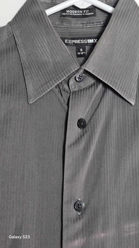 Express 1MX Shirt Mens Small Button Up Long Sleeve Business Casual Dark Gray - Thumbnail 6
