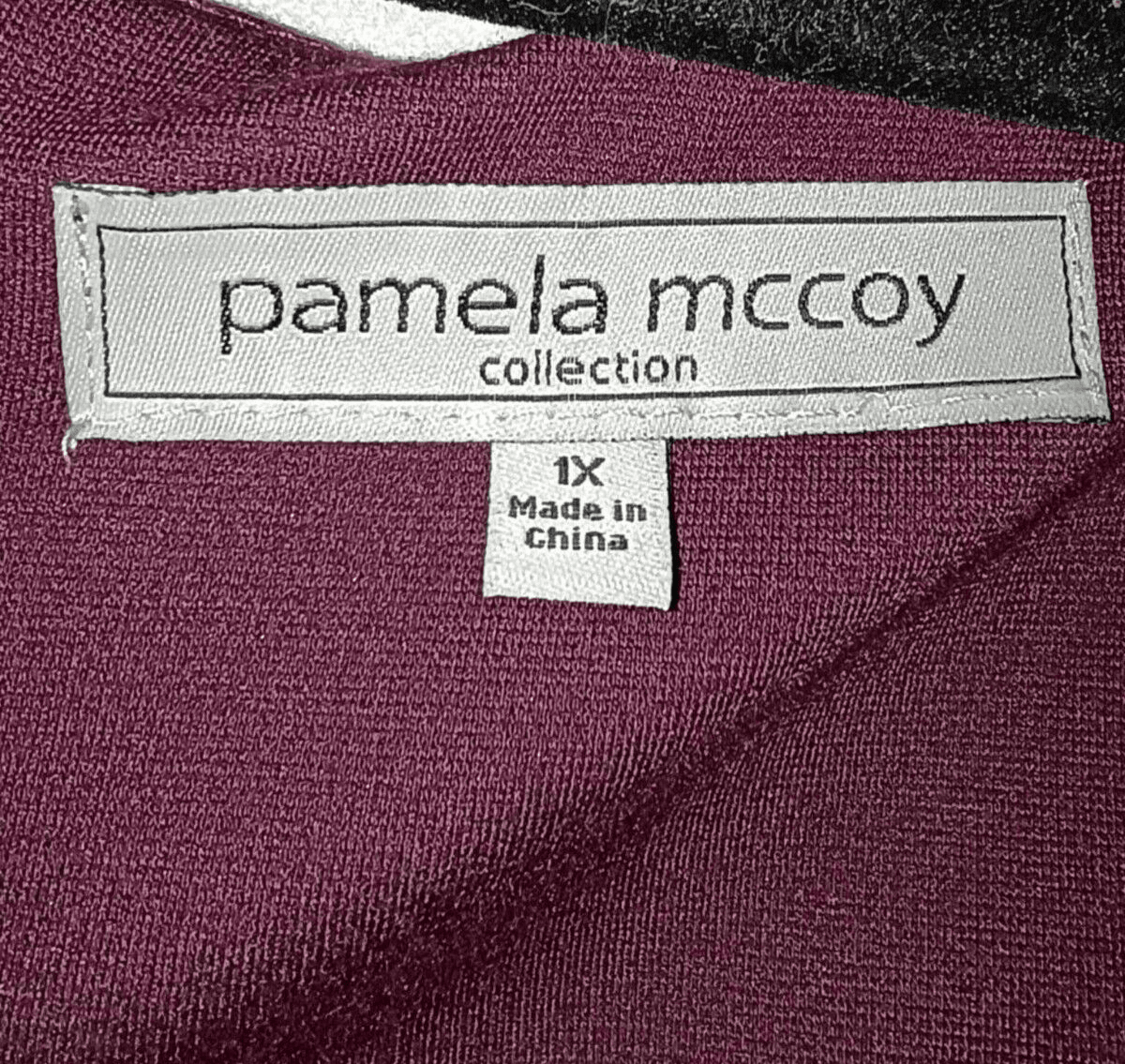 Pamela McCoy Collection Dress Women's 1X black Purple Mid Length Long Sleeve - Thumbnail 3