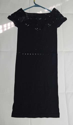 BEBE Women's Black Lace Cocktail Dress Petite Small Sexy Form Fitting Mini Dress - Thumbnail 2