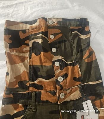 V.I.P. Jeans Women's Size XL Camouflage Overalls Jumpsuit Strapless Romper Denim - Thumbnail 7