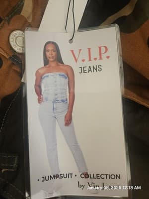 V.I.P. Jeans Women's Size XL Camouflage Overalls Jumpsuit Strapless Romper Denim - Thumbnail 13