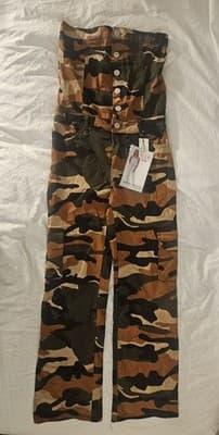 V.I.P. Jeans Women's Size XL Camouflage Overalls Jumpsuit Strapless Romper Denim - Thumbnail 8