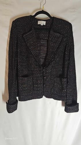 BRENDA FRENCH FOR FRENCH RAGS Button Up Blazer Black Women's - Thumbnail 11