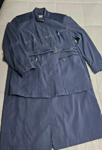 PAMELA McCOY Collections Leather 2 Piece Nwt Women's Skirt Suit 1x Dress Blue - Thumbnail 3