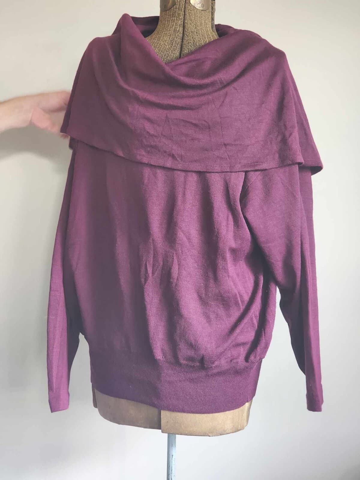 Semplice Women's Cowl Neck Purple Sweater Size XL Soft and Stretchy Long Sleeve - Thumbnail 3