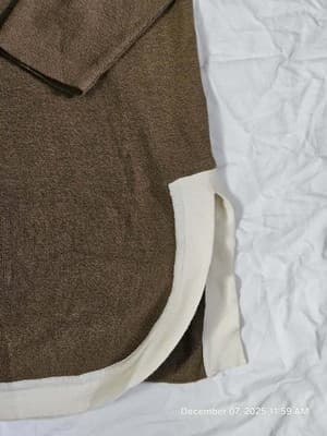 apart dark Brown And White cotton knit sweater sz M - Thumbnail 2