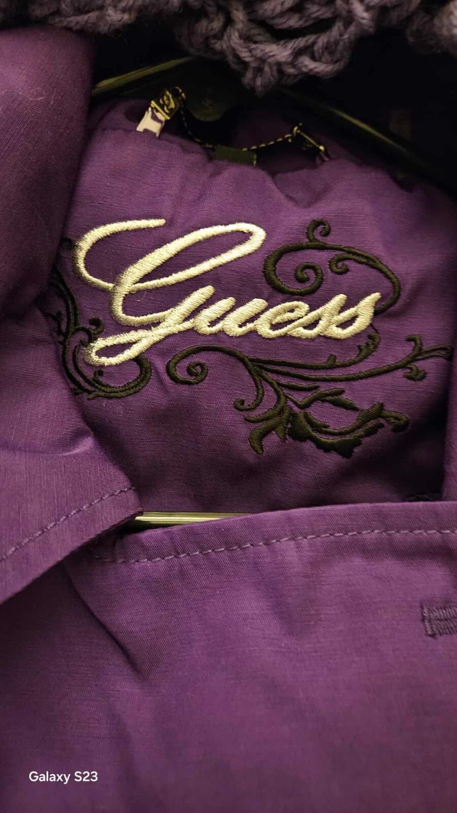 Guess Womens Medium Purple Long Double Breasted Canvas Pea Coat & Scarf - Thumbnail 11