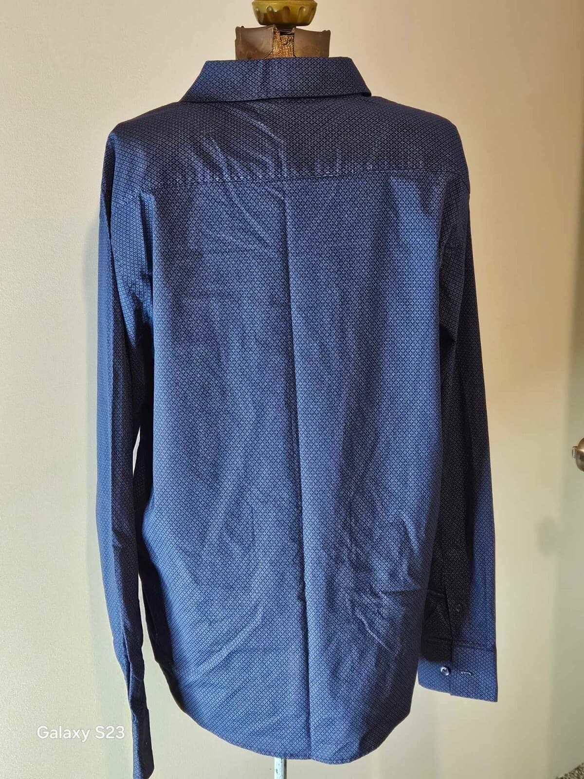 London Fog Men's Blue Button Down Dress Shirt Regular Fit Long Sleeve Size Large - Thumbnail 2