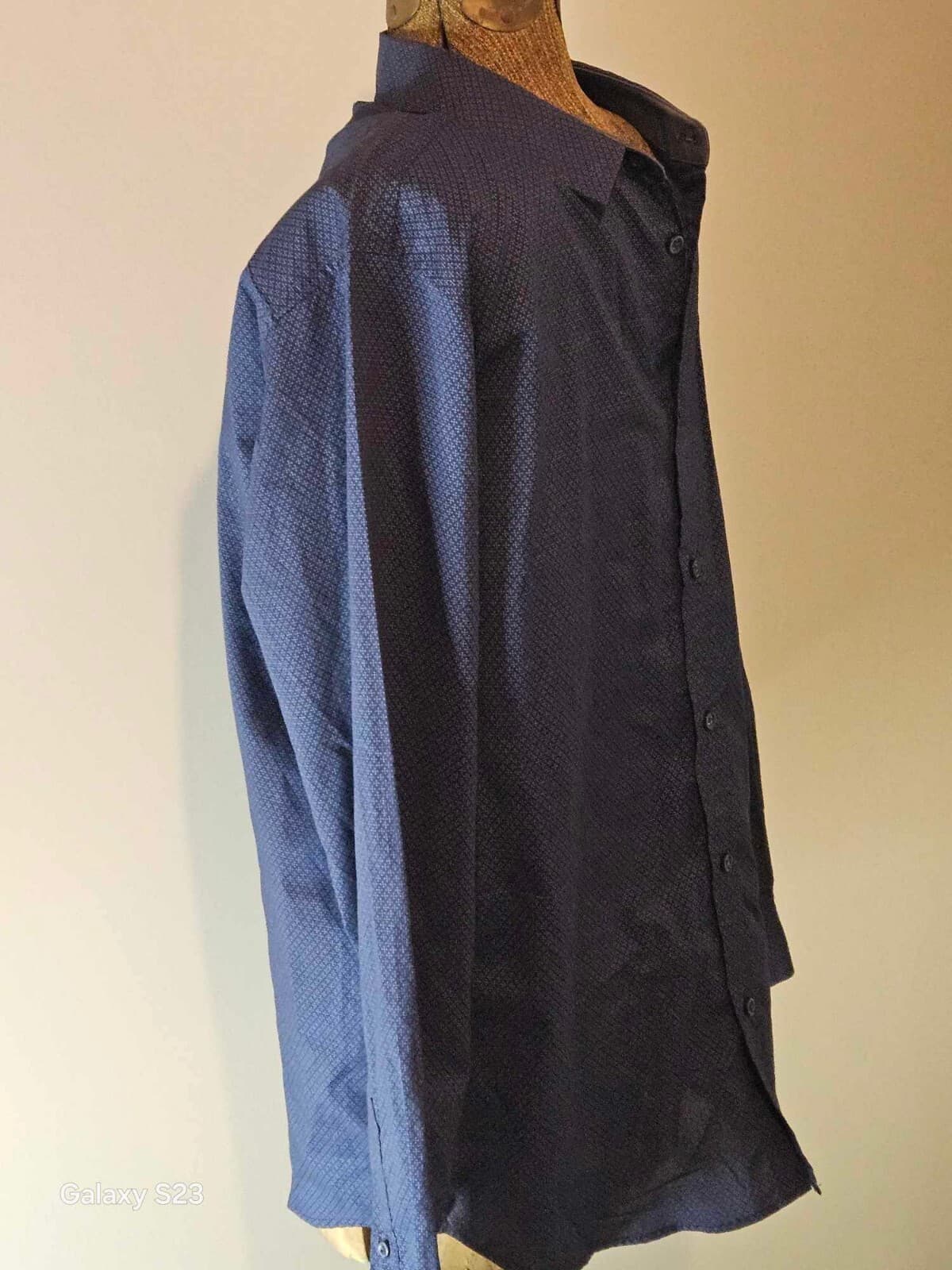 London Fog Men's Blue Button Down Dress Shirt Regular Fit Long Sleeve Size Large - Thumbnail 3