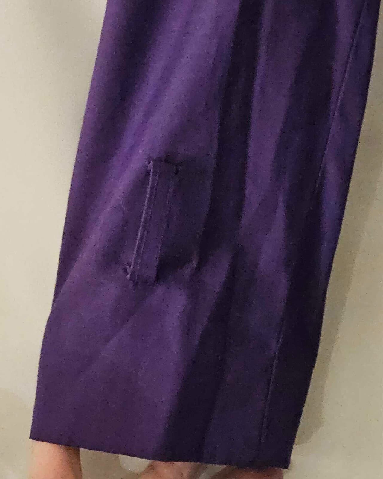 Guess Womens Medium Purple Long Double Breasted Canvas Pea Coat & Scarf - Thumbnail 5